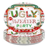50Pcs Ugly Sweater Oval Paper Plates - Grencian