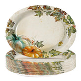 50Pcs Vintage Watercolor Pumpkins Oval Paper Plates - Grencian