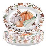 50Pcs Watercolor Pumpkin Oval Paper Plates - Grencian