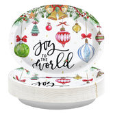 50Pcs Watercolor Xmas Balls Oval Paper Plates - Grencian