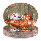 50Pcs Wood Pumpkin Oval Paper Plates - Grencian