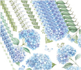 50Pcs Blue Hydrangea Paper Placemats 11" x 17" - Floral Disposable Table Mats - Grencian