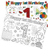 50Pcs Caterpillar 1st Birthday Coloring Placemats 11" x 17" - Hungry Caterpillar Activity Table Mats - Grencian