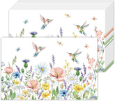 50Pcs Summer Wildflower Paper Placemats 11" x 17" - Hummingbird Floral Table Mats - Grencian