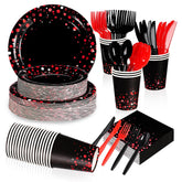 560Pcs Red Dot on Black Paper Supplies - Grencian