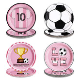 60 Pcs 9-inch Football Player Pink Party Plates - Grencian