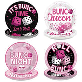 60 Pcs 9-inch Pink Black Dice Game Party Plates - Grencian