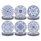 60 Pcs Blue White Flower Party Plates - Grencian