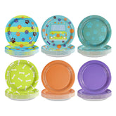 60 Pcs Blue and Green Cartoon Dog Party Plates - Grencian