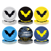 60 Pcs Cartoon Bat Birthday Party Plates - Grencian