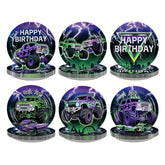 60 Pcs Cartoon Truck Birthday Party Plates - Grencian