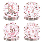 60 Pcs Coquette Bow Cowgirl Party Plates - Grencian