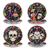 60 Pcs Day of the Dead Skull Party Plates - Grencian