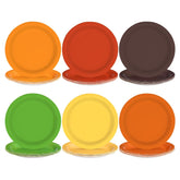 60 Pcs Fall Solid Color Party Plates - Grencian