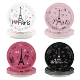 60 Pcs Four Color Eiffel Tower Party Plates - Grencian
