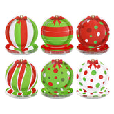 60 Pcs Green Red White Christmas Balls Party Plates - Grencian