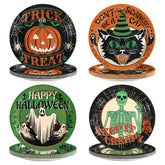 60 Pcs Halloween Ghost Skull Pumpkin Cat Party Plates - Grencian