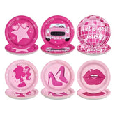 60 Pcs Hot Pink Girls Party Plates - Grencian