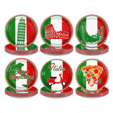 60 Pcs Italian Flag Party Plates - Grencian