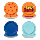 60 Pcs Orange and Blue Party Plates - Grencian