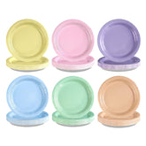 60 Pcs Pastel Rainbow Party Plates - Grencian