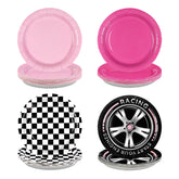 60 Pcs Pink Race Car Party Plate - Grencian
