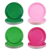 60 Pcs Pink and Green Party Plates - Grencian
