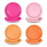 60 Pcs Pink and Orange Party Plates - Grencian