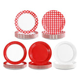 60 Pcs Red White Gingham Party Plates - Grencian