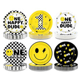 60 Pcs Smile Face 1st Birthday Party Plates - Grencian