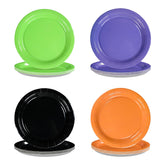 60 Pcs Solid Purple Black Green Orange Party Plates - Grencian