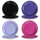 60 Pcs Solid Purple Black Party Plates - Grencian