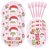 72 Pcs Hippie Xmas Party Plates and Forks - Grencian