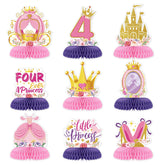 9 Pcs Princess 4th Birthday Honeycomb Centerpieces - Grencian