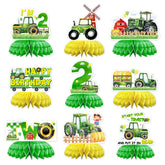 9 Pcs Tractor 2nd Birthday Honeycomb Centerpieces - Grencian