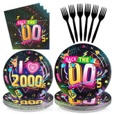 96 Pcs 2000s Party Plates and Napkins - Grencian