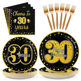 96 Pcs 30th Birthday Party Plates and Napkins - Grencian