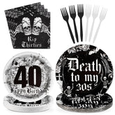 96 Pcs 40th Birthday Party Plates and Napkins - Grencian