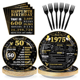 96 Pcs 50th Birthday Party Plates and Napkins - Grencian