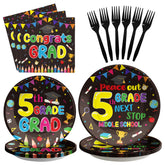 96 Pcs 5th Grade Graduation Party Plates and Napkins - Grencian