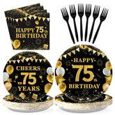 96 Pcs 75th Birthday Party Plates and Napkins - Grencian