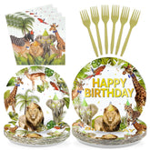 96 Pcs African Safari Birthday Party Plates and Napkins - Grencian