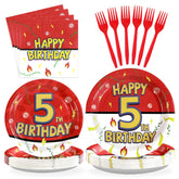 96 Pcs Anime 5th Birthday Party Plates and Napkins - Grencian