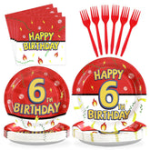 96 Pcs Anime 6th Birthday Party Plates and Napkins - Grencian