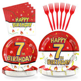 96 Pcs Anime 7th Birthday Party Plates and Napkins - Grencian