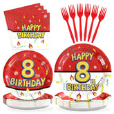 96 Pcs Anime 8th Birthday Party Plates and Napkins - Grencian