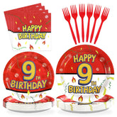 96 Pcs Anime 9th Birthday Party Plates and Napkins - Grencian
