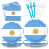 96 Pcs Argentine Flag Party Plates and Napkins - Grencian