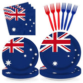 96 Pcs Australian Flag Party Plates and Napkins - Grencian