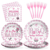 96 Pcs BBQ Baby Shower Party Plates and Napkins - Grencian